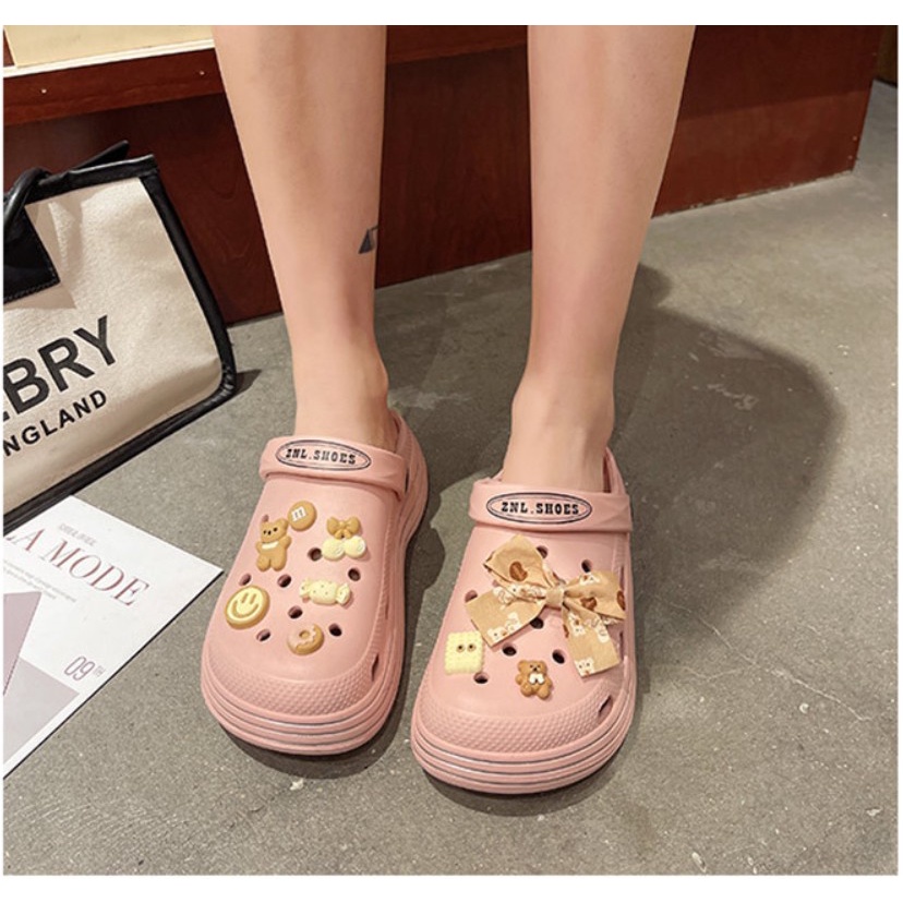 littlekiddoss SH2240 Sendal Selop Wedges Wanita Import Sandal Clog EVA Tebal 5cm Jiblitz BKK Sendal Fuji Kekinian Sendal Baim Clog Wanita