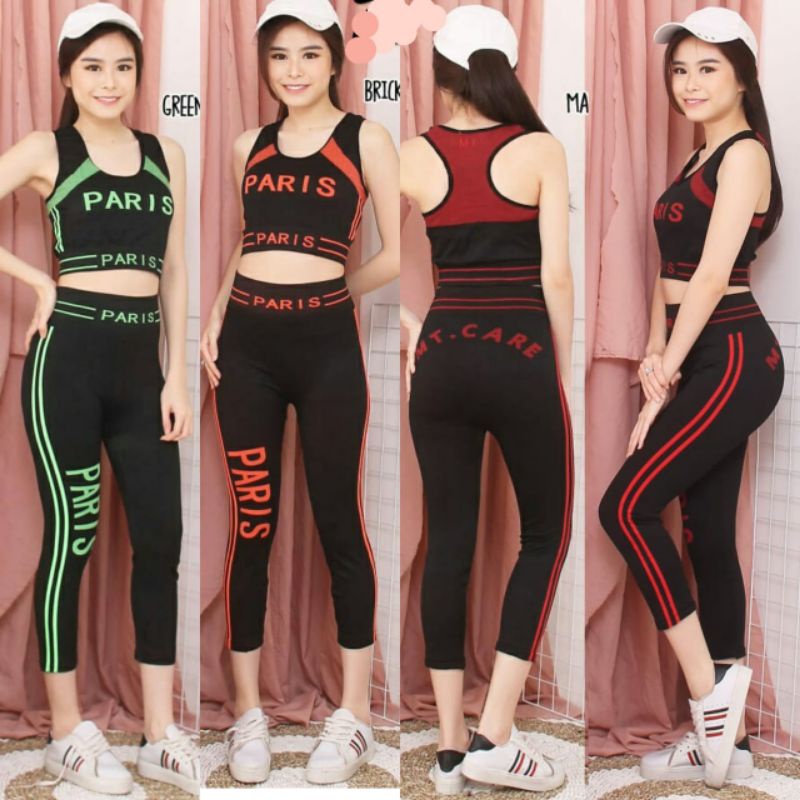 BAJU SENAM SET WANITA PARIS CROP