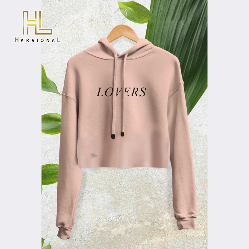 SWEATER CROP HOODIE LOVERS BAHAN FRENCHTERRY TERLARIS