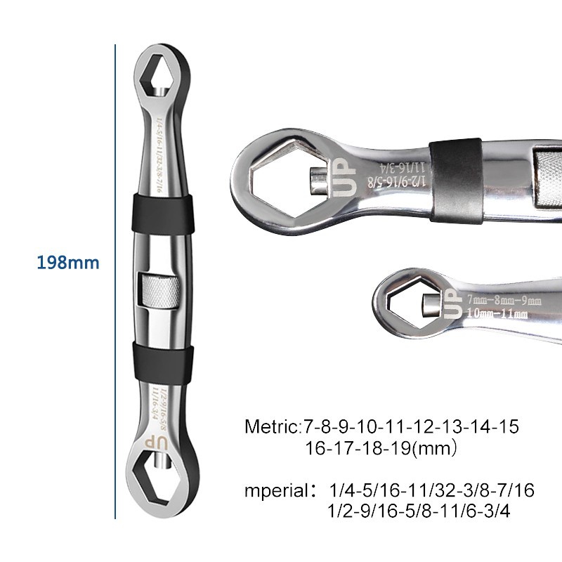 Universal 23 Di 1 Kunci Pas Ratchet Kunci Pas Adjustable 7-19 Mm Kunci Universal Open End Wrench Fleksibel Multifungsi Alat Tangan untuk Perbaikan