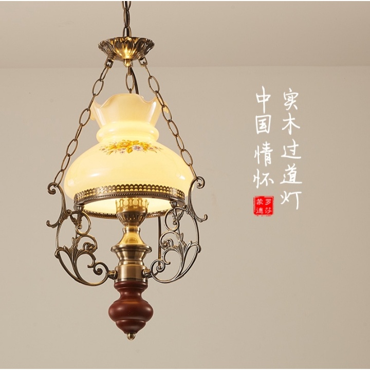 Lampu Gantung Negara Amerika Pastoral Tua Republik Shanghai Cina Nostalgia Homestay Bar Teras Lorong Kepala Tunggal Lampu Kayu Solid