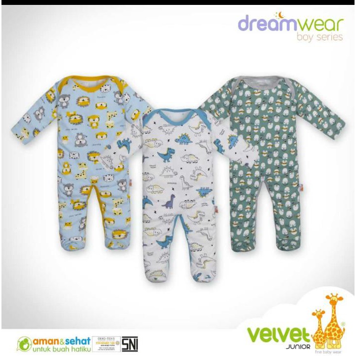 Robihah Dreamwear Sleepsuit Tutup Kaki Velvet Junior Bayi Laki Laki Brave Series Standar SNI Nyaman