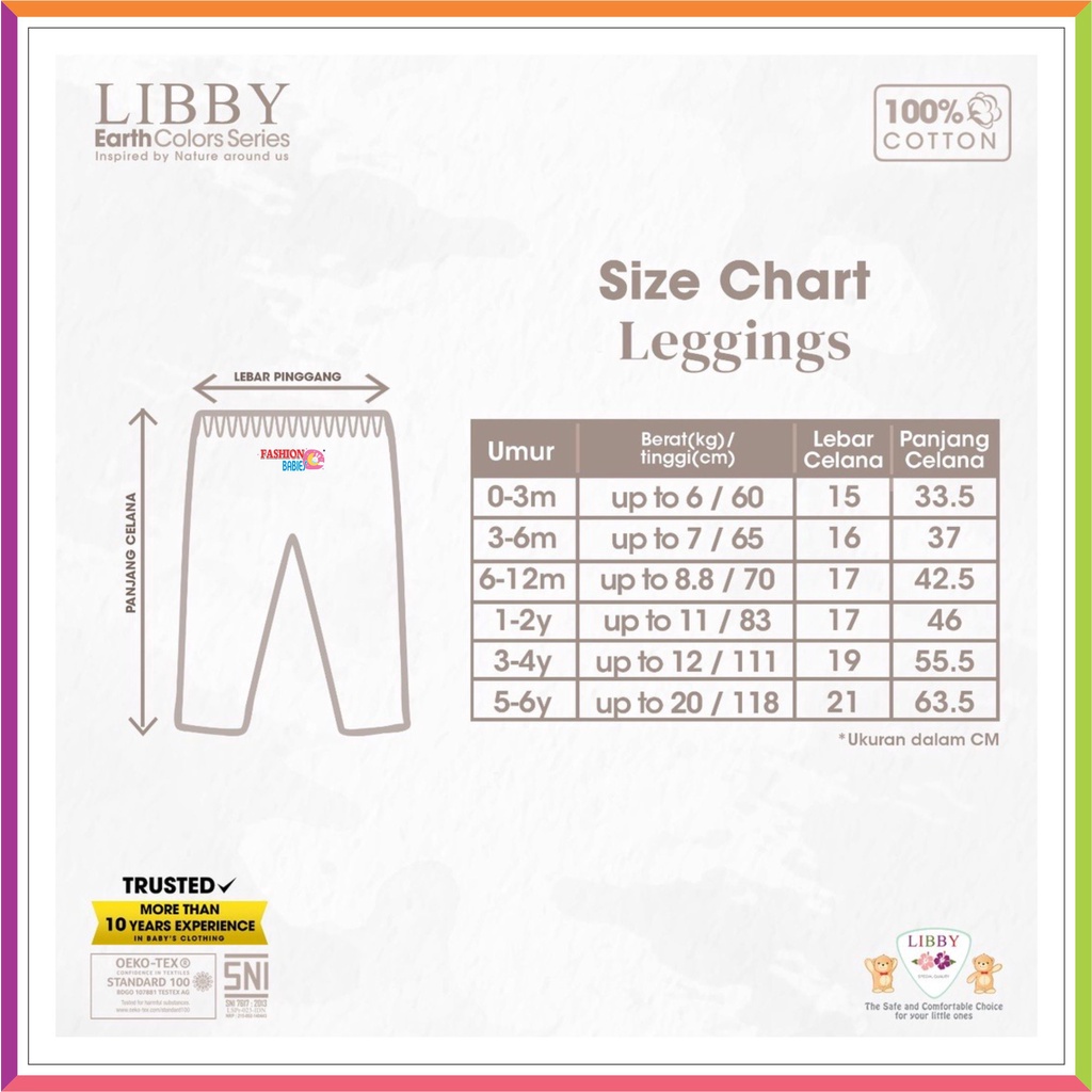 LIBBY LEGGING BABY EARTH COLOUR SERIES 0-1 TAHUN | LIBBY EASY TSHIRT | LILO SKIRT ❤ Fashionbabies ❤