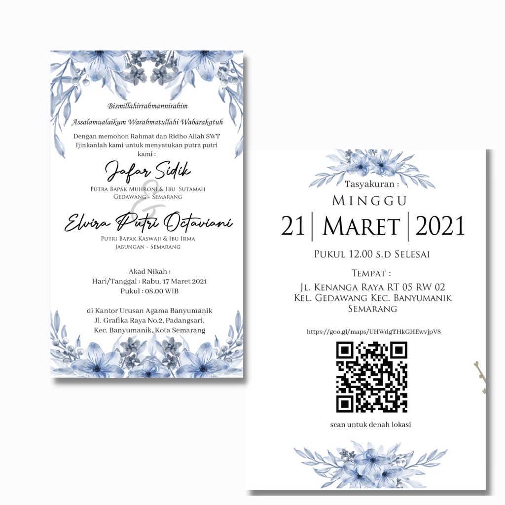 DESAIN FULL COLOR UNDANGAN CUSTOM SATU MUKA BOLAK BALIK / SINGLE SOFTCOVER A5 FREE PLASTIK DAN LABEL