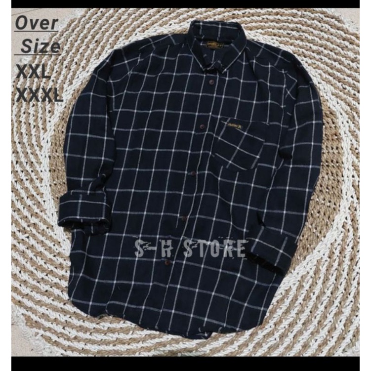 Kemeja Flanel Jumbo Kemeja Flanel Oversize Pria Lengan Panjang XXL-XXXL