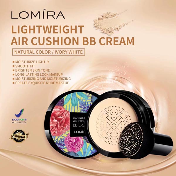 [CUSHION BB CREAM] [BPOM] LOMIRA LIGHTWEIGHT AIR CUSHION BB CREAM | IVORY WHITE | NATURAL LOOK