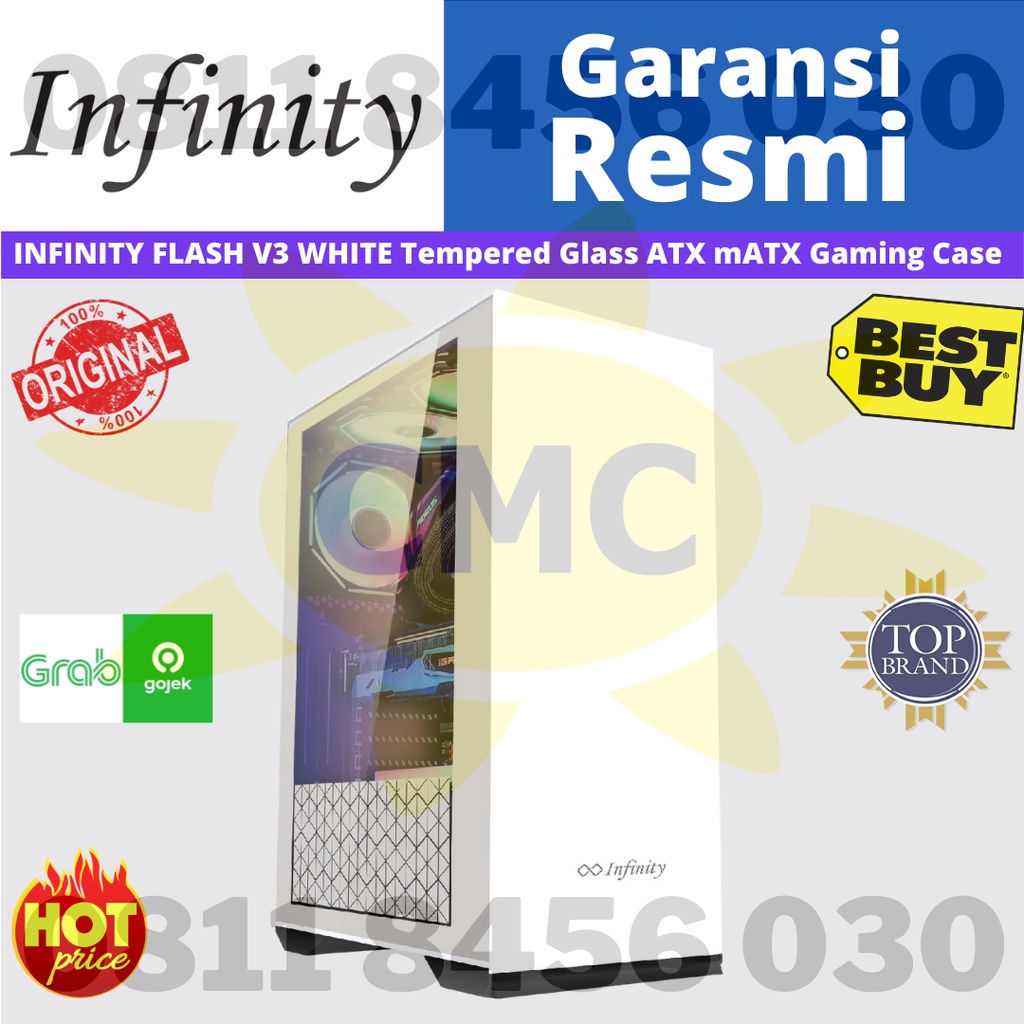 Casing Infinity Flash V3 Tempered Glass ATX MATX Gaming PC Case