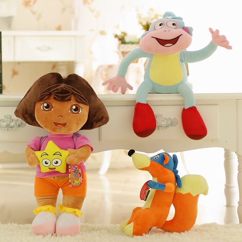 3pcs/lot 25cm love adventure of Dora monkey Boots Swiper plush Doll toy Dora monkey stuffed soft TV &amp; movies plush toy for kids