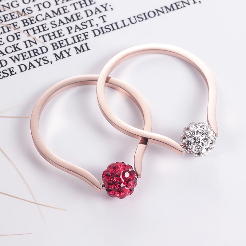 Cincin bola disko titanium korea fashion anti karat