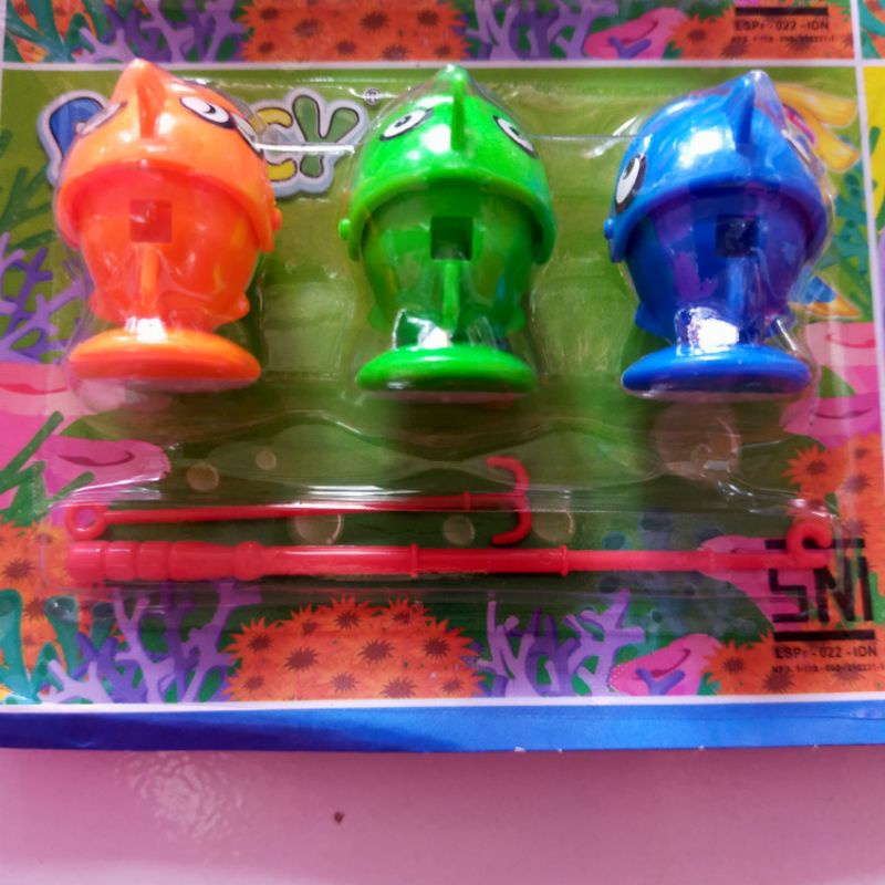 mainan anak pancingan ikan isi 3 ikan dan pancingannya