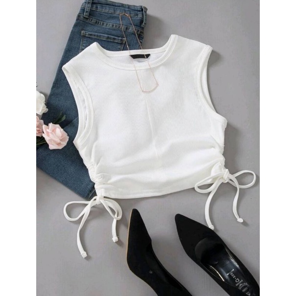 Tanktop Tali Serut Samping Crop Top