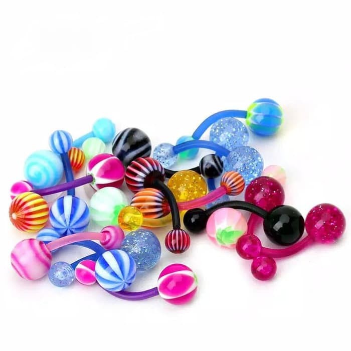 TBI Anting Plastik Anti Alergi Perut Barbel Tindik Navel Belly Piercing