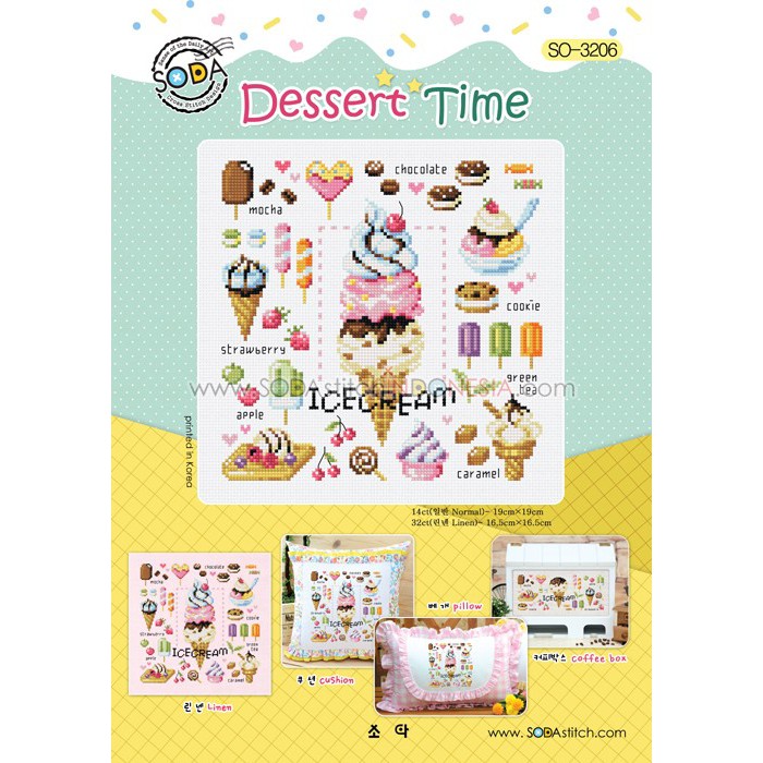 Paket DIY Craft Sulam Kristik Strimin Cross Stitch Sodastitch SO-3206 - Dessert Time Food