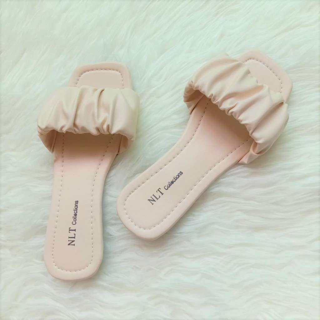 NunuLisaTan - Promo Bayar di tempat sandal wanita teplek terbaru sandal slop HITS-PUTIH
