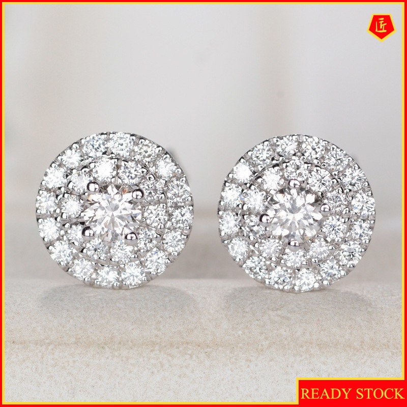 [Ready Stock]New Luxury Full-Jeweled Stud Earrings