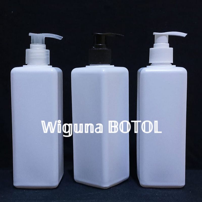 Botol Pump 500ml Kotak HDPE Putih Doff / Botol HDPE 500ml Putih Kotak Tutup Pump Lotion / Botol Lotion 500ml