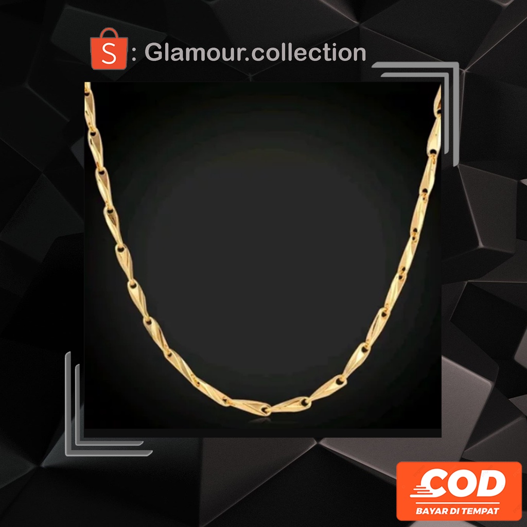 [COD] Kalung Titanium Model Padi Warna Gold Anti Karat 55cm Fashion Pria Wanita