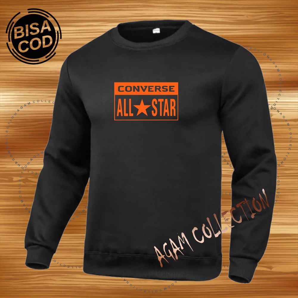 Agam collection Sweater Distro Converce ALL Star Premium Text Orange Pria Wanita