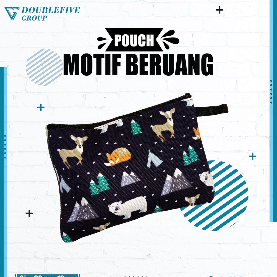 Pouch Kosmetik Souvenir Dompet kanvas Murah uk 20 x 13 Kanvas Motif Beruang