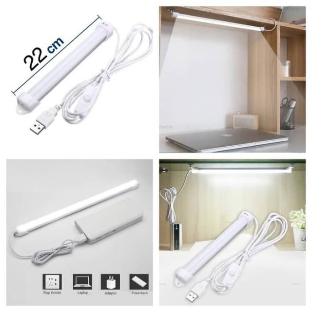 Lampu Neon USB Strip LED 22 Ruang Belajar Kerja Tidur Dapur Meja Rumah