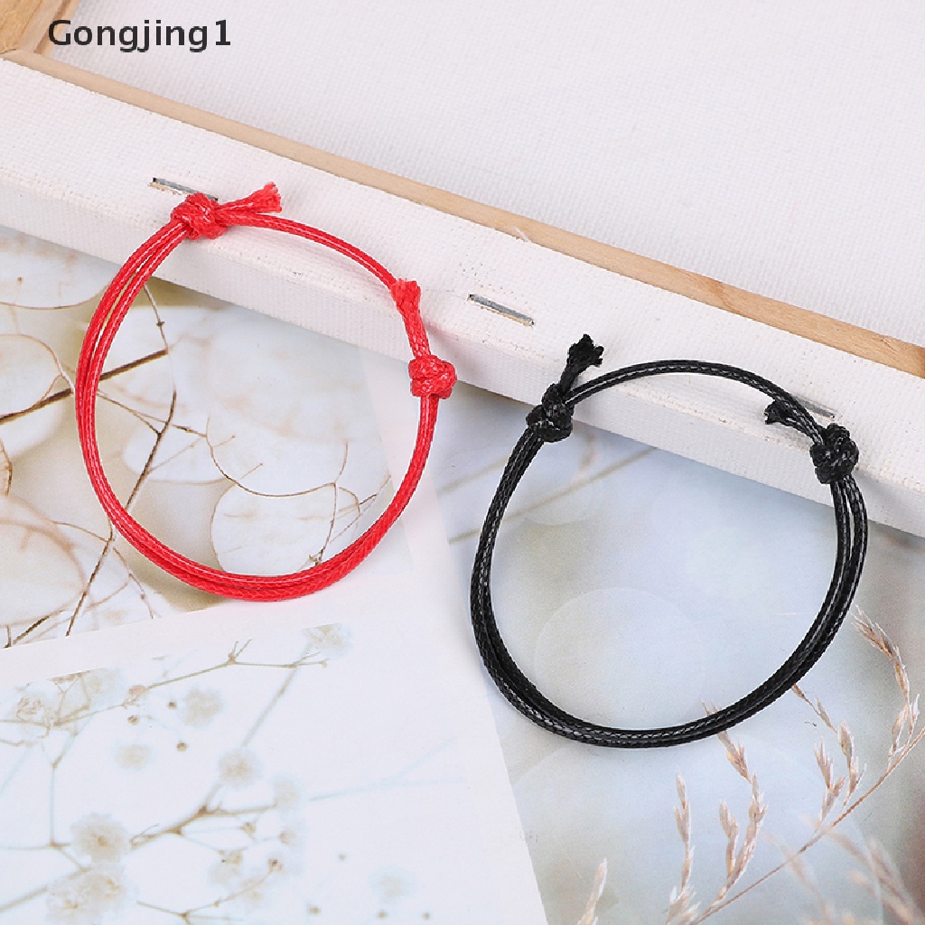 Gongjing1 2pcs Gelang Tangan / Kaki Tali Kulit Warna Merah DIY Untuk unisex / Pria / Wanita