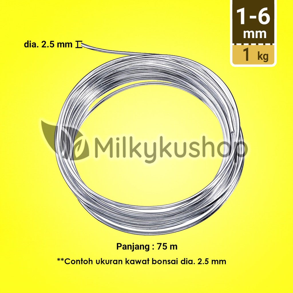 KAWAT BONSAI ALUMINIUM WIRE INDONESIA AWI SILVER GLOSSY 1 KG