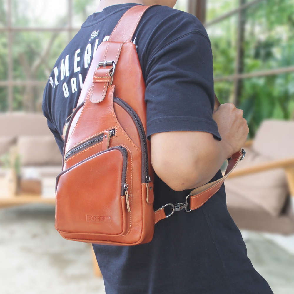 Tas Slempang Pria / Tas Selempang Slempang Salempang Pinggang Kecil Slingbag Waistbag Kulit Asli Pri