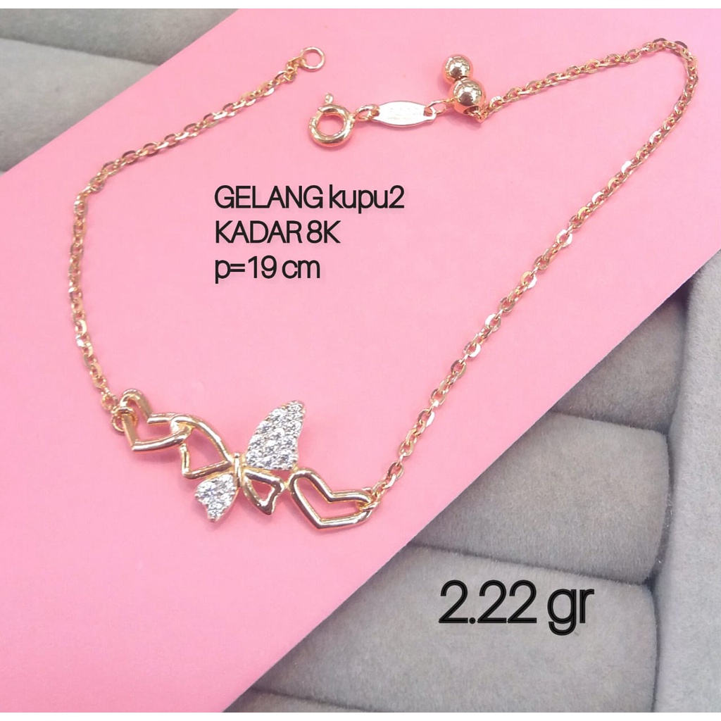 Gelang ubs gold millie molly emas asli wanita dewasa variasi kupu serut fashion