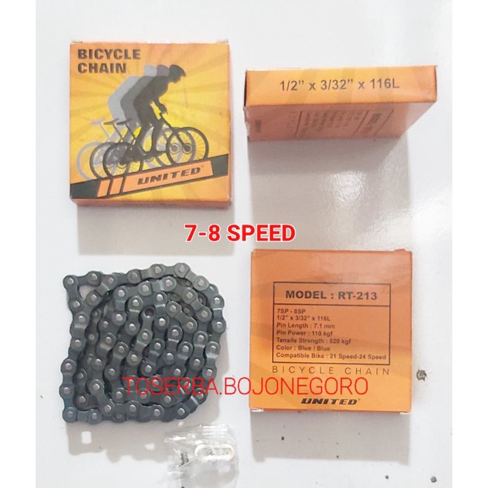 RANTAI SEPEDA 7 - 8 SPEED UNITED