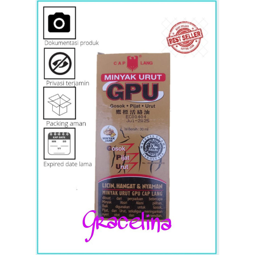 Minyak dan balsem/ Cap Lang Minyak Urut Gpu Jahe 30 ml