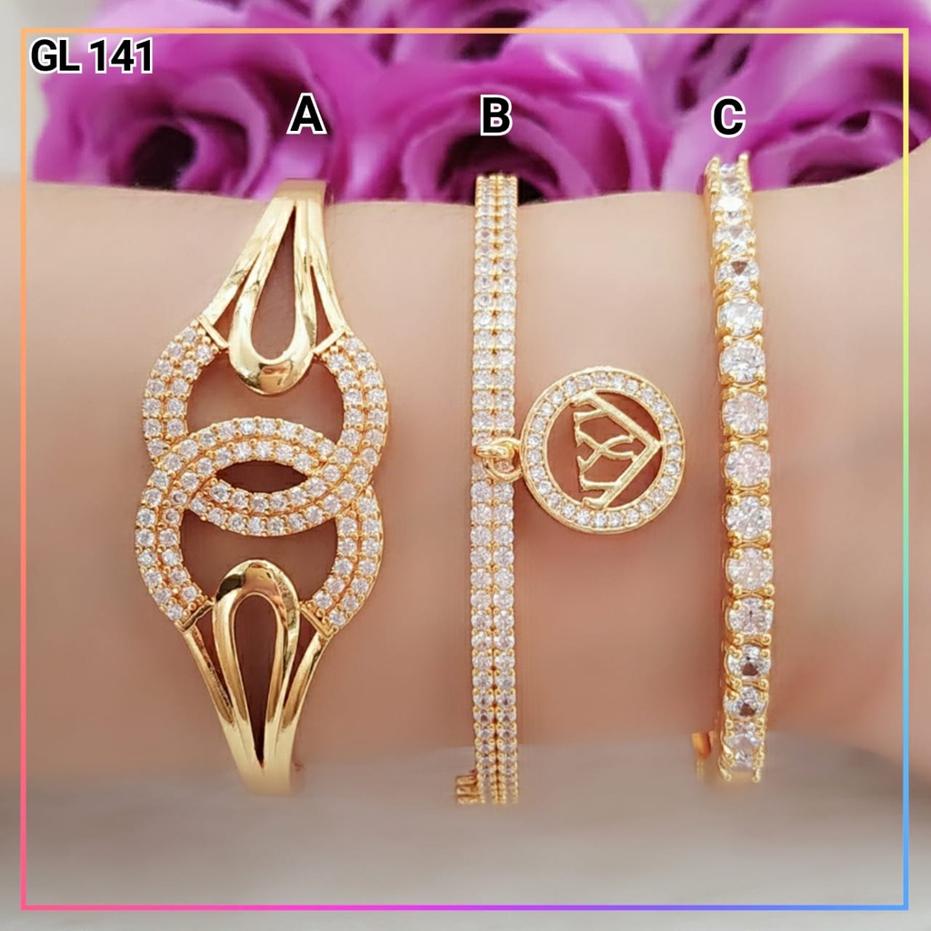 Gelang xuping gelang dewasa permata full zirkon cantik perhiasan wanita lapis emas gold GL 141