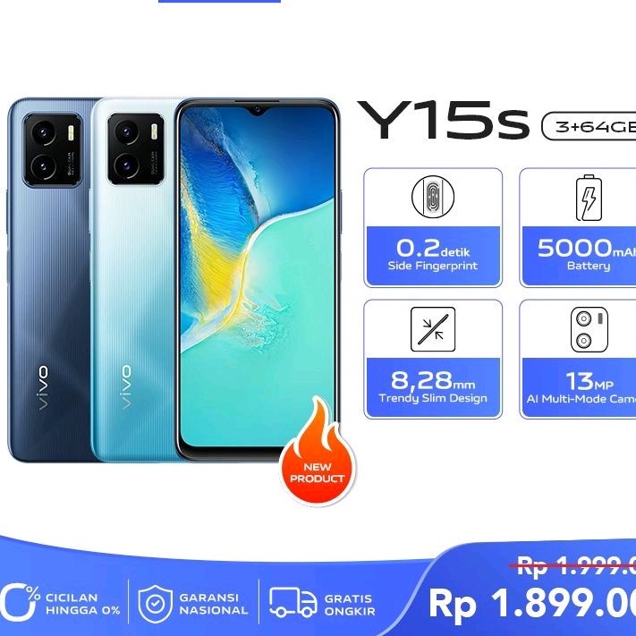 HP VIVO Y12S Y15S Y16 RAM 3GB 3/32 3/64 ROM 32GB ORIGINAL GARANSI RESMI SETAHUN ASLI NEW BARU 100% ORI NO REKON