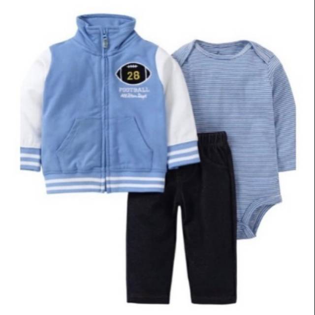 Setelan Jaket Bayi Cowok Anak Laki Jumper Celana Panjang 3in1 Baby Boy Jacket 6 9 12 18 24 Bulan 1 2 Tahun