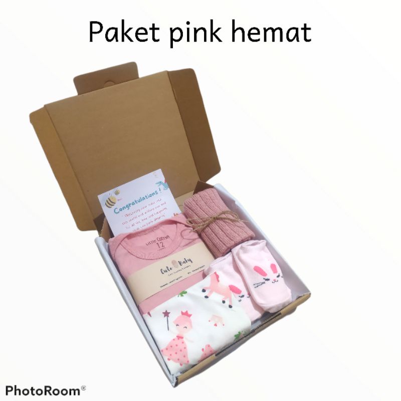 Termurah Paket Hampers Bayi / Hampers Baby / Parcel Baby / kado lahiran by cute baby-Paket pink hemat