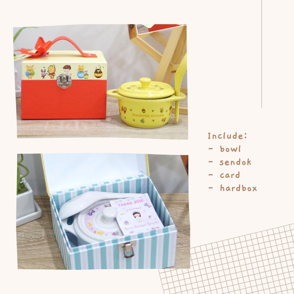 CUSTOM Souvenir/Hampers Ulang Tahun Bowl Keramik Murah| Souvenir Ulang Tahun Anak | Souvenir 1 Bulan