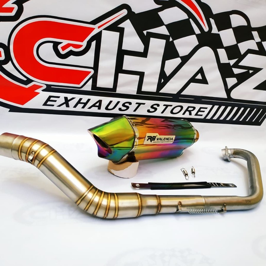 Knalpot Merk R9 Valencia Rainbow Untuk Motor VIXION R15 Xabre CB 150R CBR150R GSX R150