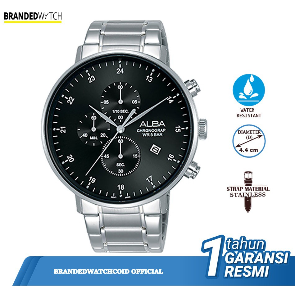 Jam Tangan Pria Alba AM3607X1 Silver Black Stainless Steel ORIGINAL/Jam Alba Pria AM3607
