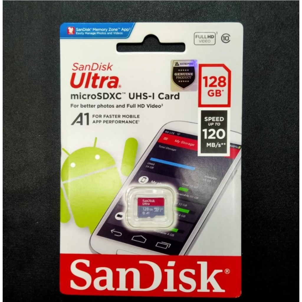 Sandisk Ultra A1 Microsd 120mb/s 32gb 64gb 128gb 256gb Resmi Astrindo