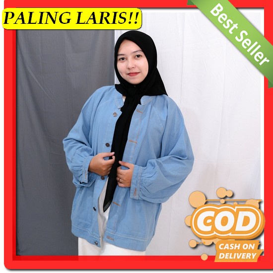 Outer Top Jaket Levis Asli Tebal Import Denim Hem Kemeja Rippe Ry Wx49 Virsa Jaket Jeans Wanita/ Jak