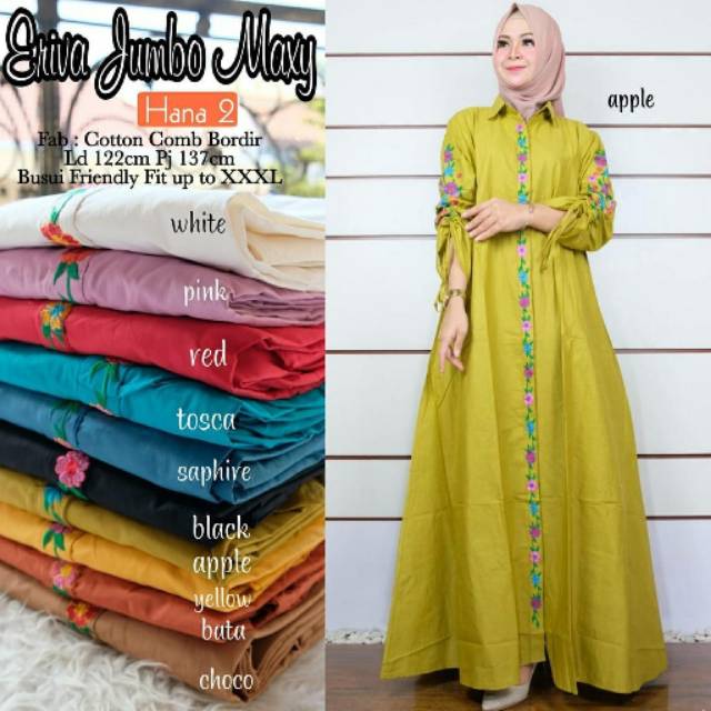 Eriva Jumbo Maxy | Gamis Katun Bordir