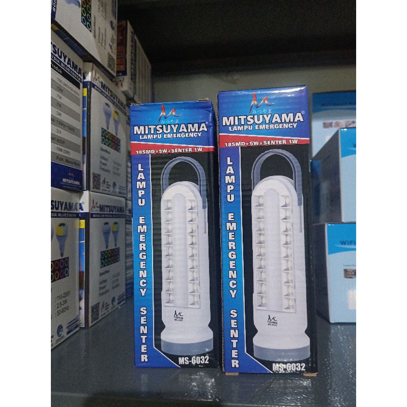 Lampu Emergency Mitsuyama 18 LED + 5 Watt + senter 1 Watt Rechargeable Original