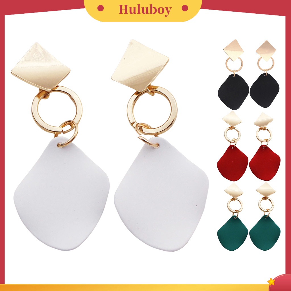 Hu Hu Hu Hu Hu Alat Bantu Pasang Kacamata♡ 1 Pasang Anting Bentuk Belah Ketupat Warna Kontras Bahan Alloy Tahan Lama Untuk Wanita