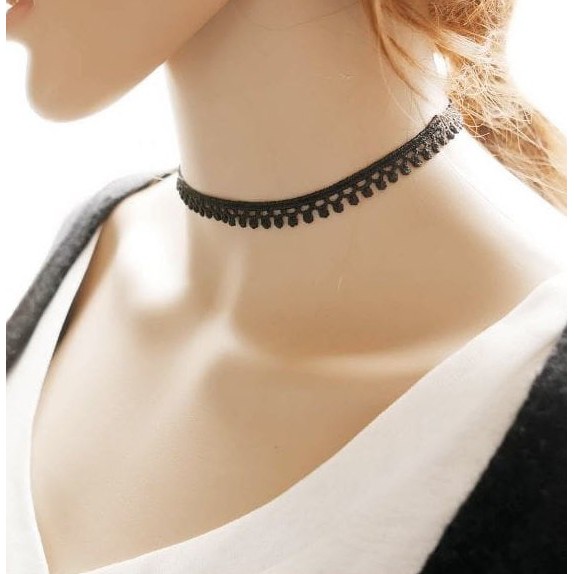 Kalung Choker Leher Fashion Wanita Hitam