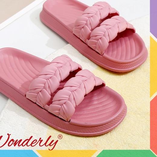 ✲ 2209-2 Sandal Selop Karet Wanita Wonderly Slop Cewek Kepang Kerut Glanzton Slipper Import Mokaya ♠
