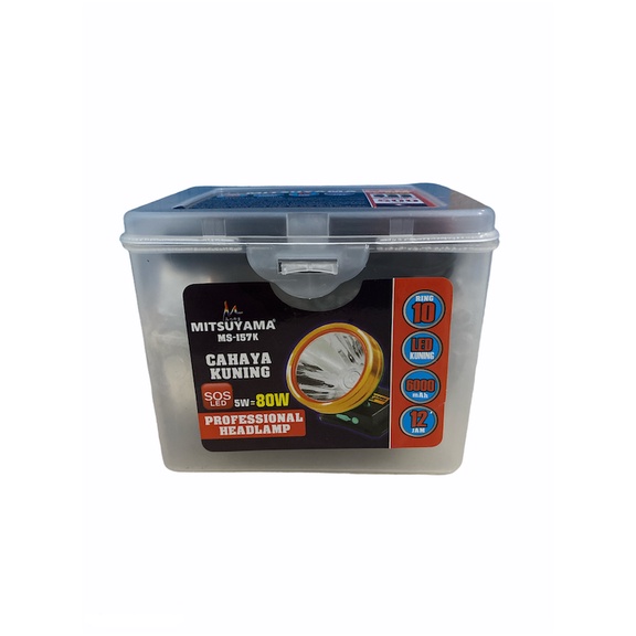 Mitsuyama Senter Kepala LED Super Terang Lithium MS 157K LAMPU KUNING 80 Watt Super LED Rechargeable