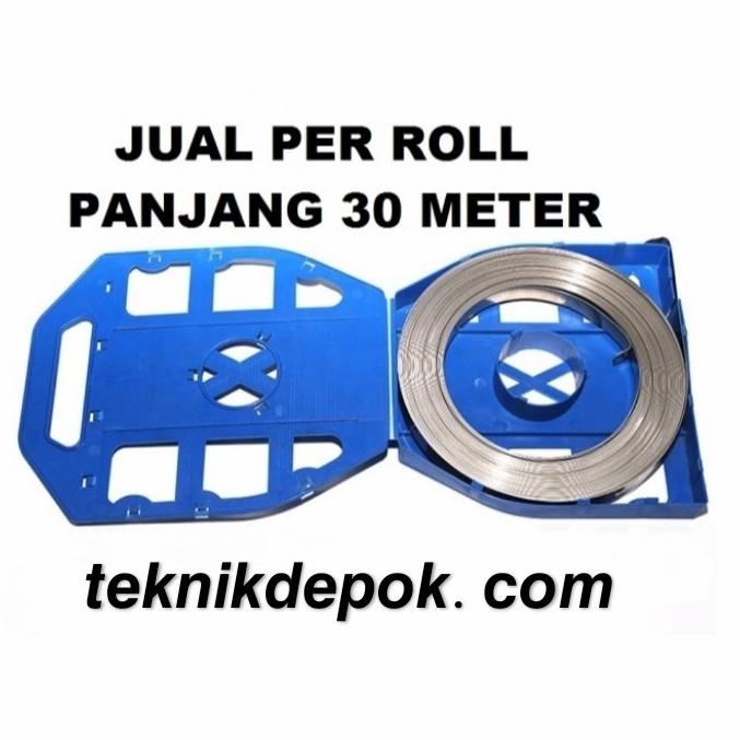 

Tali Plat Strapping Band Stainless Steel 12 x 0.5mm Pengikat Peti 30 M