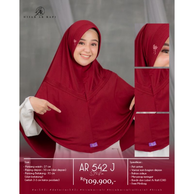 Terbaru Hijab jilbab kerudung bergo instan dewasa jumbo adem ORI ARRafi AR 542 kekinian Rabbani