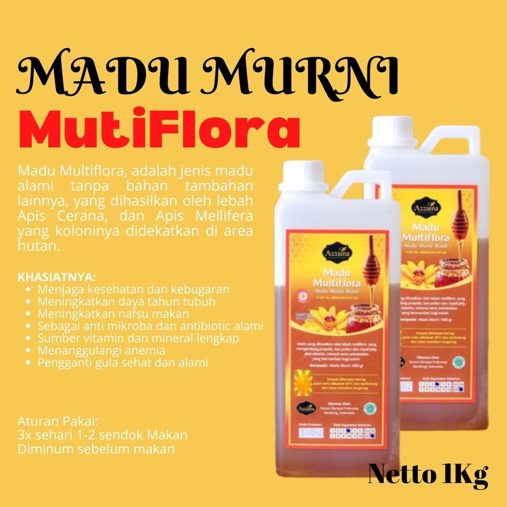 

Madu Murni Asli Multiflora 1 kg Original Super Natural Raw Honey - 100% Pure Honey Original