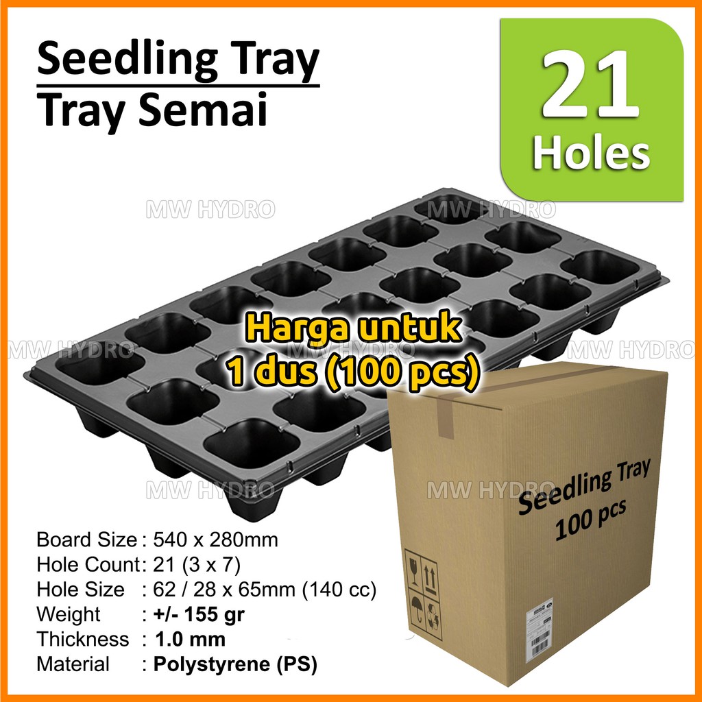 1 Dus (100 pcs) Tray Semai / Seedling Tray - 21 Lubang - 1.0 mm