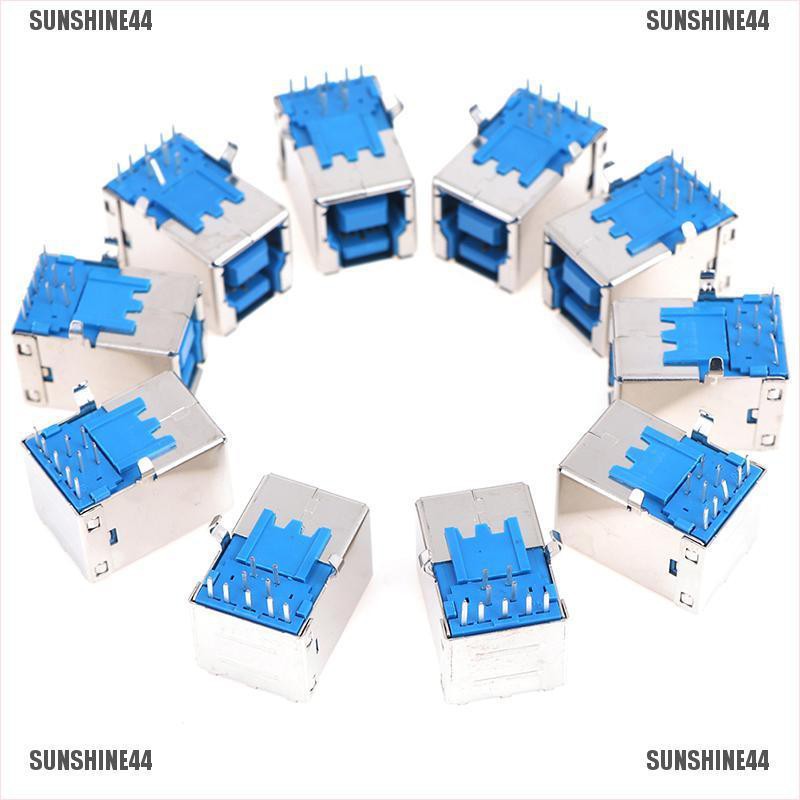 (SUNSHINE44) 10pcs Konektor Plug jack USB 3.0 Tipe B Female Sudut Kanan AF